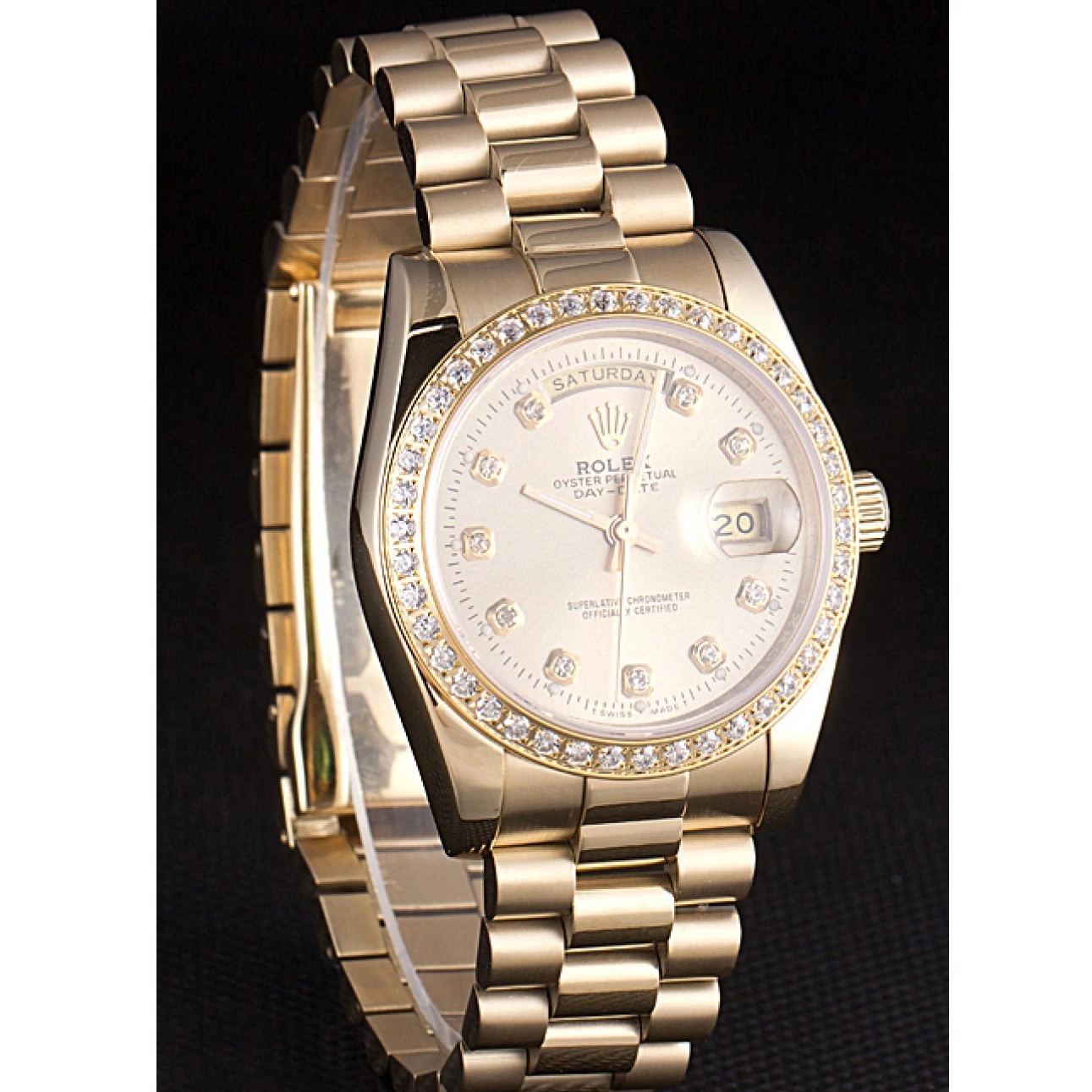 MiroTime 0818 Rolex Day-Date 18k Yellow Gold Plated Stainless Steel Gold Dial